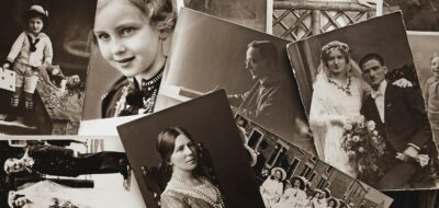 Family photos on wall