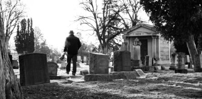 Walking in cemetery